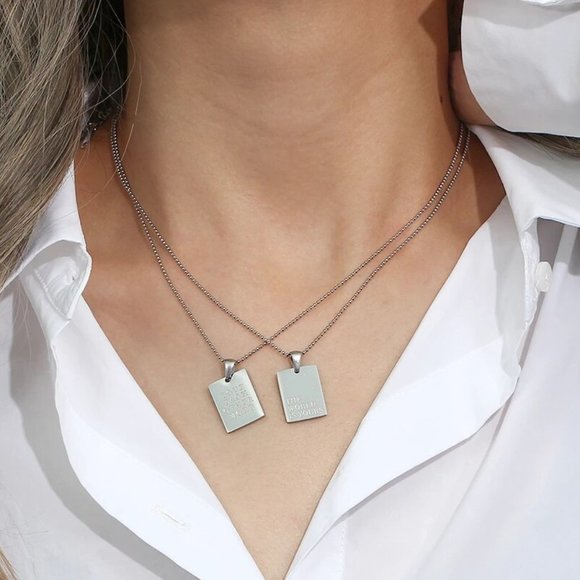 Love Each Other More Necklace PVD 18K White Gold Plated Stainless Steel - Picture 4 of 8